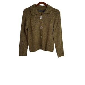 Wind River Womens Cardigan Sweater Knit Acrylic Gold Brown Button‎ Down